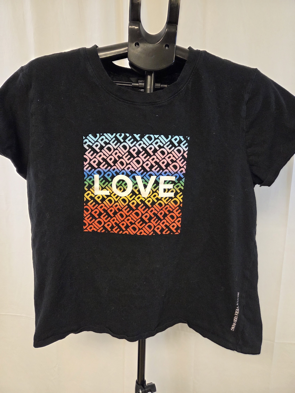 Simply Vera Vera Wang Black Tee with Rainbow LOVE Graphic